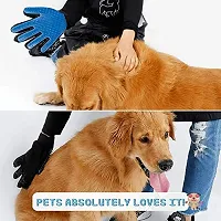 Pet Grooming, Deshedding  Massaging Glove for Dogs Cats Cleaning Remove Hair + Dog Toothbrush for Pets + Cotton Rope Ball for Dogs (Free Nylon Bone) - Color May Vary-thumb1