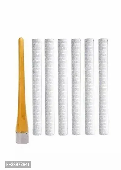 Set Of 6 Cricket Bat White Grip With One Wooden Grip Cone-thumb0