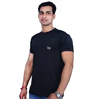 MJE Men's Pack of 2 Regular Fit T-Shirt | Round Neck, Half Sleeves Men's Nylon Lycra T-Shirt(Pista&Black,Large)-thumb1