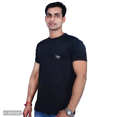 MJE Men's Pack of 2 Regular Fit T-Shirt | Round Neck, Half Sleeves Men's Nylon Lycra T-Shirt(Pista&Black,Large)-thumb2