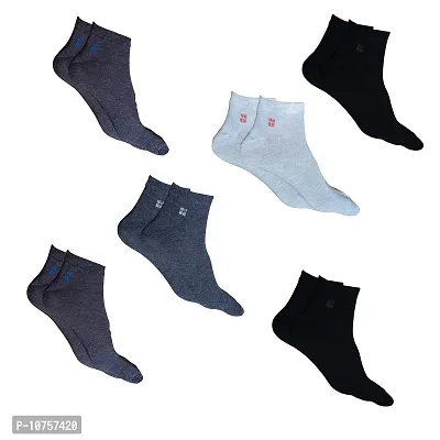 MJE Unisex Cotton Ankle Length Casual Socks Combo of 6,Free size,multi7-thumb0