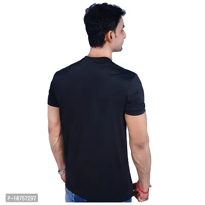 MJE Men's Pack of 2 Regular Fit T-Shirt | Round Neck, Half Sleeves Men's Nylon Lycra T-Shirt(Pista&Black,Large)-thumb4