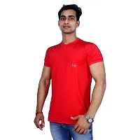 MJE Men's Pack of 2 Regular Fit T-Shirt | Round Neck, Half Sleeves Men's Nylon Lycra T-Shirt(red&Black,X-Large)-thumb2