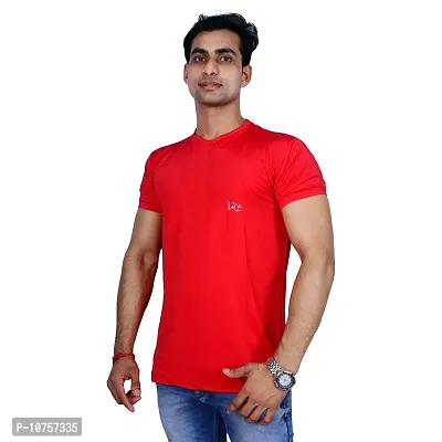 MJE Men's Pack of 2 Regular Fit T-Shirt | Round Neck, Half Sleeves Men's Nylon Lycra T-Shirt(red&Black,X-Large)-thumb3