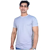 MJE Men's Pack of 2 Regular Fit T-Shirt | Round Neck, Half Sleeves Men's Nylon Lycra T-Shirt(Gray&Black,Medium)-thumb2