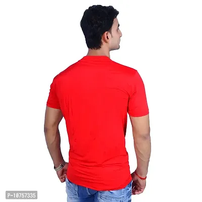 MJE Men's Pack of 2 Regular Fit T-Shirt | Round Neck, Half Sleeves Men's Nylon Lycra T-Shirt(red&Black,X-Large)-thumb5