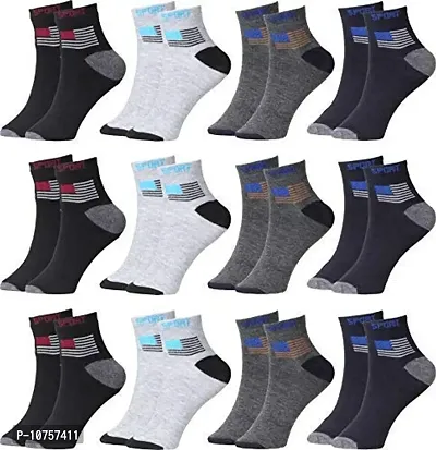MJE Unisex Cotton Ankle Length Casual Socks Combo of 12,Free size,multi5