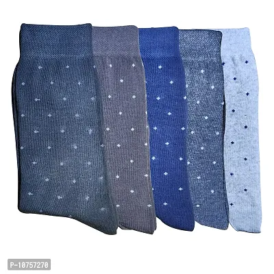 MJE Unisex Cotton Full/Calf Length Business/Formal Socks Combo of 5,Free Size,multi14