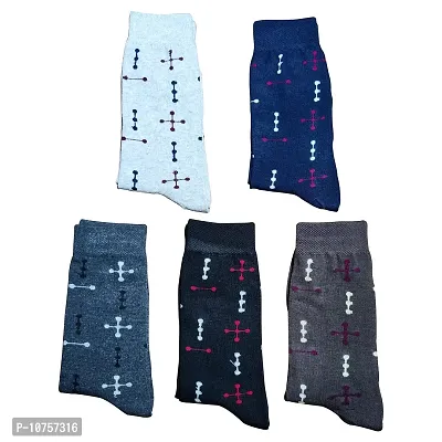 MJE Unisex Cotton Full/Calf Length Business/Formal Socks Combo of 5,Free Size,multi13