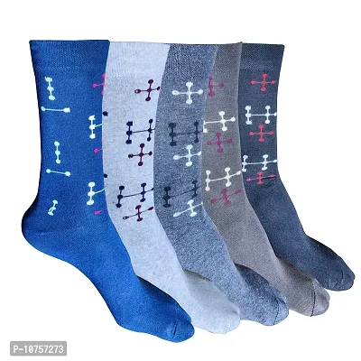 MJE Unisex Cotton Full/Calf Length Business/Formal Socks Combo of 5,Free Size,multi6