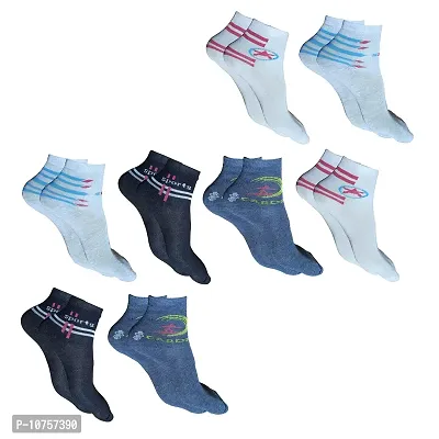 MJE Unisex Cotton Ankle Length Casual Socks Combo of 8,Free size,multi14