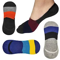 MJE Unisex Cotton Printed Loafer Socks/No Show Socks with Silicon Anti Skid Support Combo of 4,Free Size,multi15-thumb1