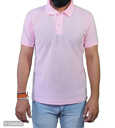 LeoPardy Runners Polo T-Shirt for Men (42, Pink)-thumb0