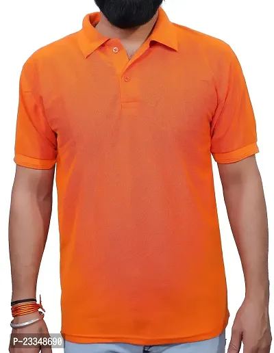 LeoPardy Runners Polo T-Shirt for Men (38, Orange)-thumb0