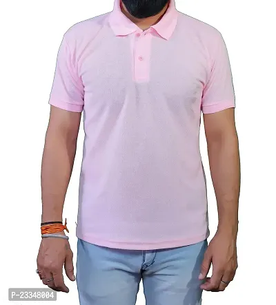 LeoPardy Runners Polo T-Shirt for Men (38, Pink)-thumb0