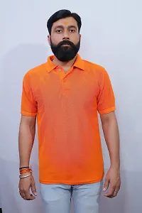 LeoPardy Runners Polo T-Shirt for Men (42, Orange)-thumb1