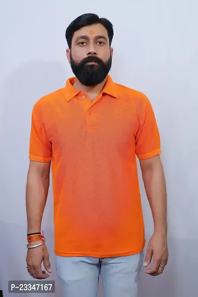 LeoPardy Runners Polo T-Shirt for Men (42, Orange)-thumb2