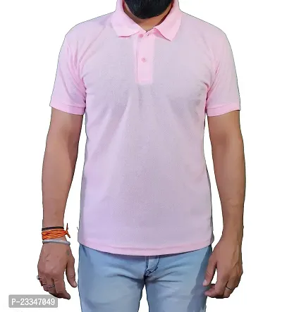 LeoPardy Runners Polo T-Shirt for Men (44, Pink)-thumb0