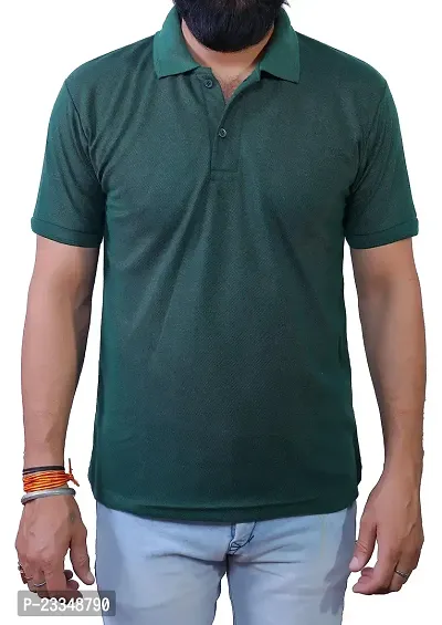 LeoPardy Runners Polo T-Shirt for Men (42, Dark Green)-thumb0