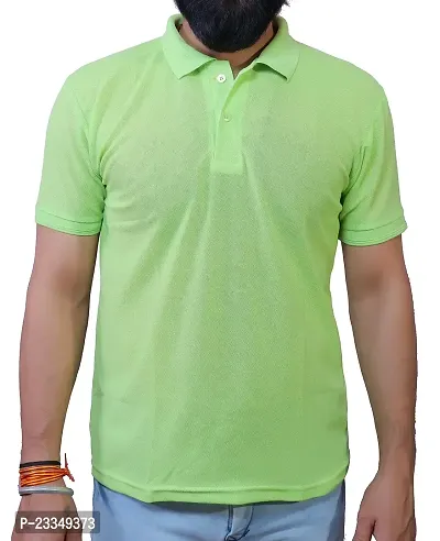 LeoPardy Runners Polo T-Shirt for Men (38, Parrot Green)