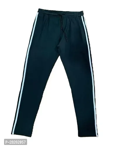 Stylish Blue Cotton Blend Solid Regular Track Pants For Men-thumb0