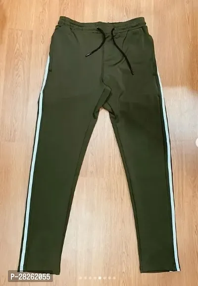 Stylish Green Cotton Blend Solid Regular Track Pants For Men