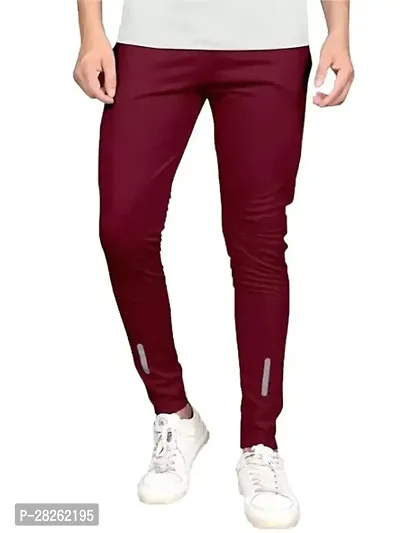 Stylish Maroon Cotton Blend Solid Regular Track Pants For Men-thumb0