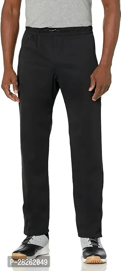 Stylish Black Cotton Blend Solid Regular Track Pants For Men