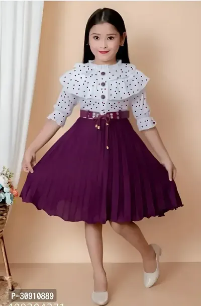 Stylish Purple Cotton Blend Dress For Girls