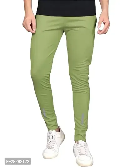 Stylish Green Cotton Blend Solid Regular Track Pants For Men-thumb0