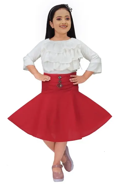 Stylist Blend Top With Skirt For Girls