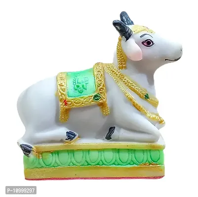 ATUT PVC Unbreakable Nandi Idol for Home Decor (White, Small, 11cm)
