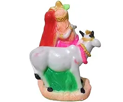 ATUT Vinyl Radha Krishna with Cow Statue, Standard, Multicolour-thumb3