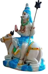 ATUT Shiva Idol Statue with Nandi in Blue Colour and in Big Size, Made up of PVC, Rubber, Unbreakable- 25 cm-thumb1