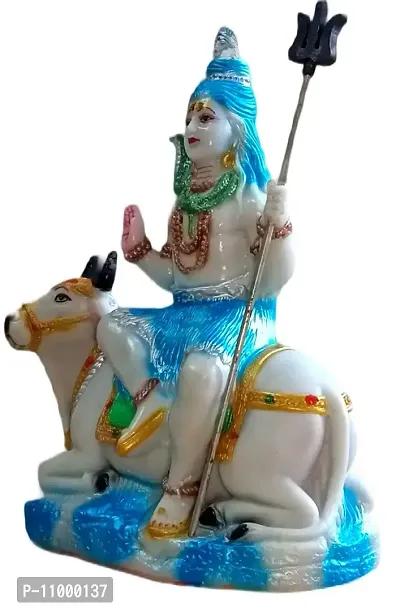 ATUT Shiva Idol Statue with Nandi in Blue Colour and in Big Size, Made up of PVC, Rubber, Unbreakable- 25 cm-thumb2