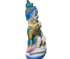 ATUT Unbreakable PVC Lord Krishna Sit in Shell Idol (19.5 cm, Blue)-thumb2