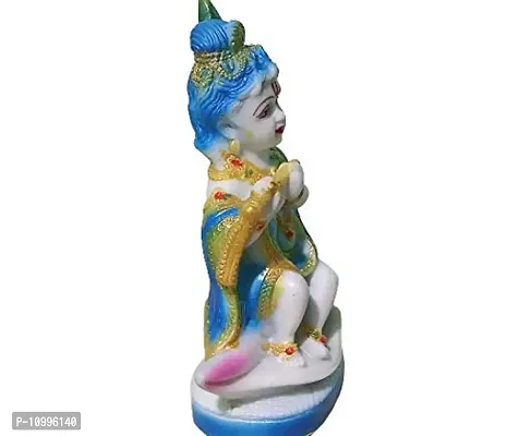 ATUT Unbreakable PVC Lord Krishna Sit in Shell Idol (19.5 cm, Blue)-thumb3