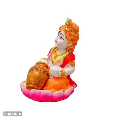 ATUT Lord Krishna Makhan chor, Decorative Krishna Murti, Idol , Magnificent Colour, Unbreakable- 15.5cm-thumb3