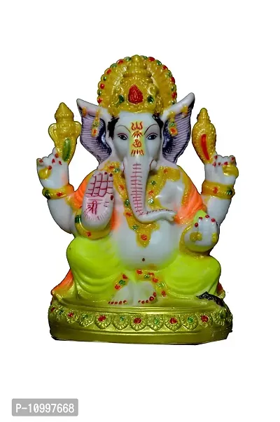 ATUT Ganesh Idol, Murti in Big Size, in Multicolor, for Home Decor and Home Temple, Unbreakable- 19 cm