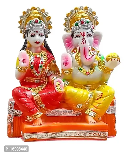 ATUT Unbreakable PVC Laxmi and Ganesh Idol (Medium Size - 17 cm, Multicolour)