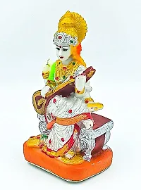 ATUT Saraswati Maa Idol for Home Puja , Multicolor, in Medium Size, Unbreakable- 17CM-thumb2