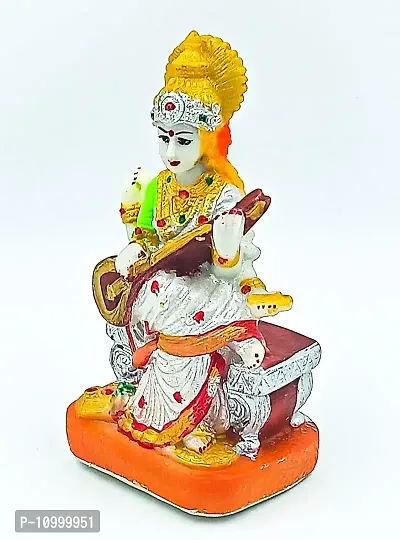 ATUT Saraswati Maa Idol for Home Puja , Multicolor, in Medium Size, Unbreakable- 17CM-thumb3