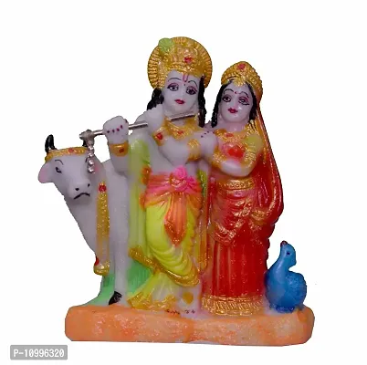 ATUT Radha and Krishna with Cow Idol,in Medium Size, in Multicolor, UNBREAKABLE-15cm.