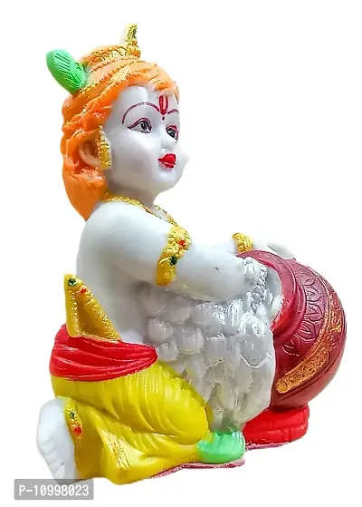 ATUT Makhan Chor Decorative Krishna murti, Idol for Home puja, Made up of PVC, Unbreakable- 16 cm-thumb2