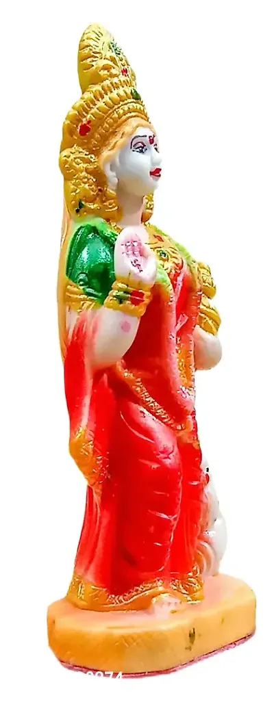 ATUT laxmi murti, Idol, Statue for Home Decor, in red Colour, Medium Size, Made up of PVC, Unbreakable- 18 cm-thumb3