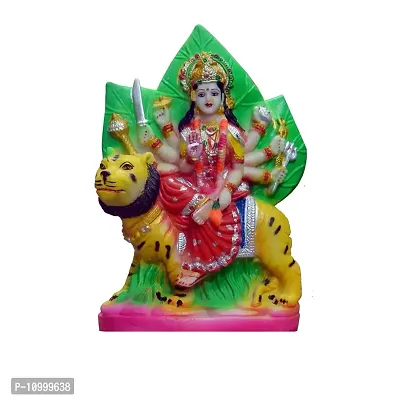 ATUT Maa Durga Sherawali with Her Sawari Tiger Figurine, Unbreakable (Multicolour, Very Big in Size, 25 cm)