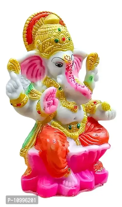 ATUT Ganesha murti, Idol, Statue Sit in Kamal, in Medium Size, Made up of PVC, UNBREAKANBLE- 14 cm-thumb2