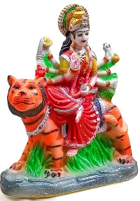 ATUT Unbreakable PVC Maa Durga Sherawali with Her Sawari Tiger Figurine (Multicolour, Very Big in Size, 30 cm)-thumb1
