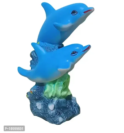 ATUT Unbreakable PVC Dolphin with his Babies Statue (Blue, 17.5 cm)-thumb3