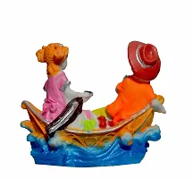 ATUT Love Couple Statue Showpiece in Boat, Multicolor, in Medium Size Unbreakable- 16.5 cm-thumb3